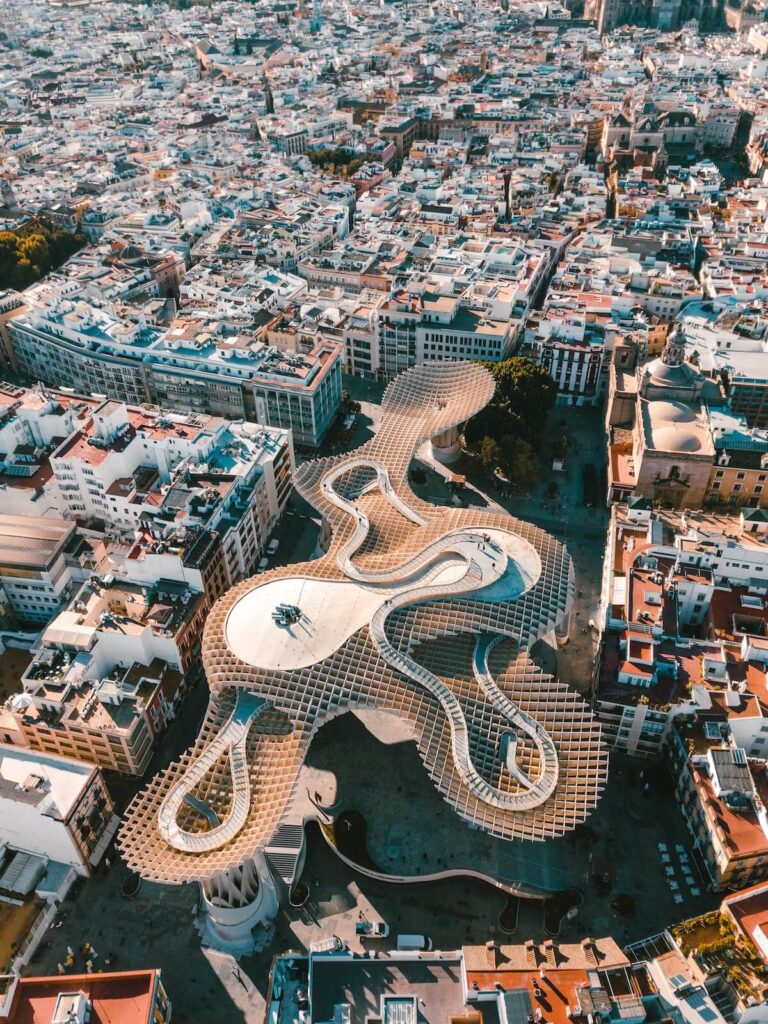 Aerial shot of the Metrosol Parasol in Seville