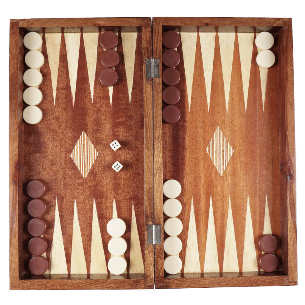 backgammon wooden tavli board game from Greece