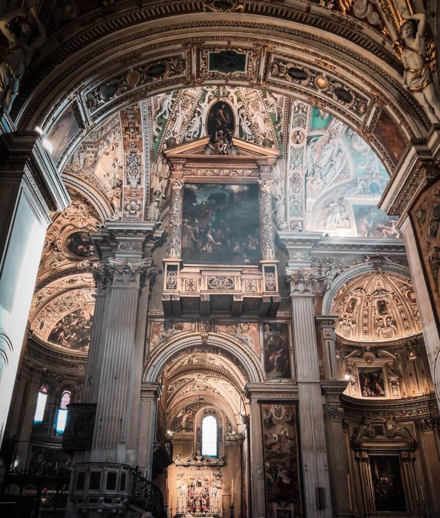 inside a cathedral in Bergamo