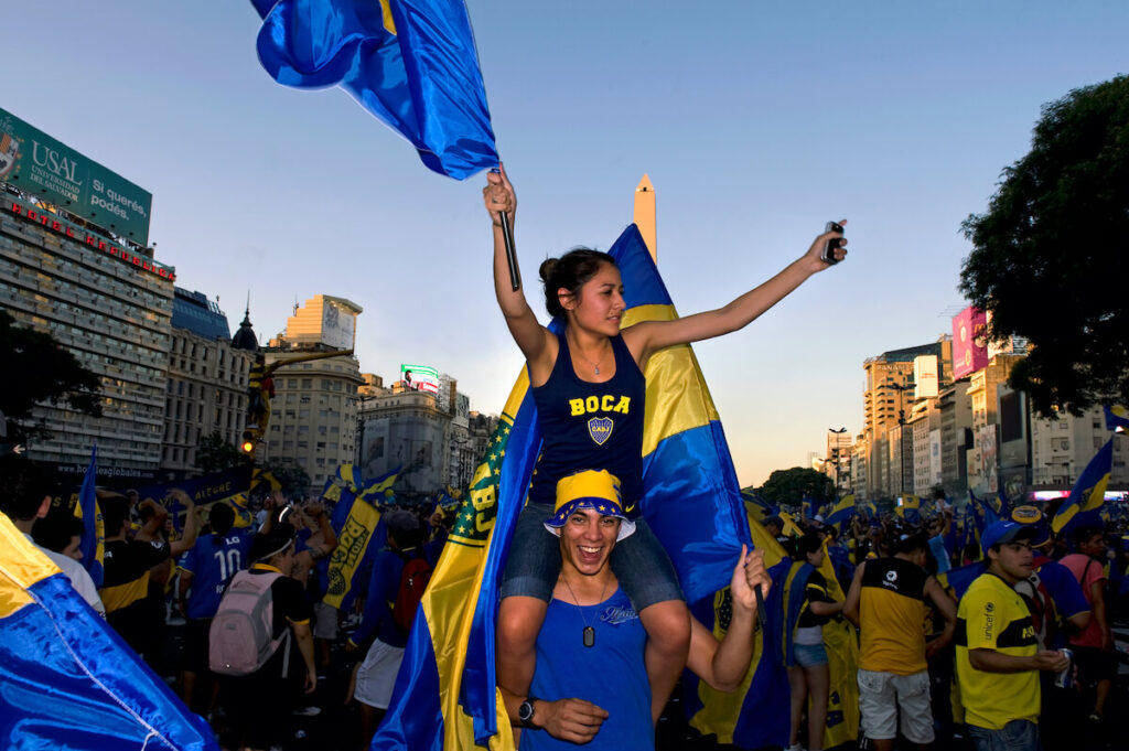 Fans celebrating Boca's first Fan Day