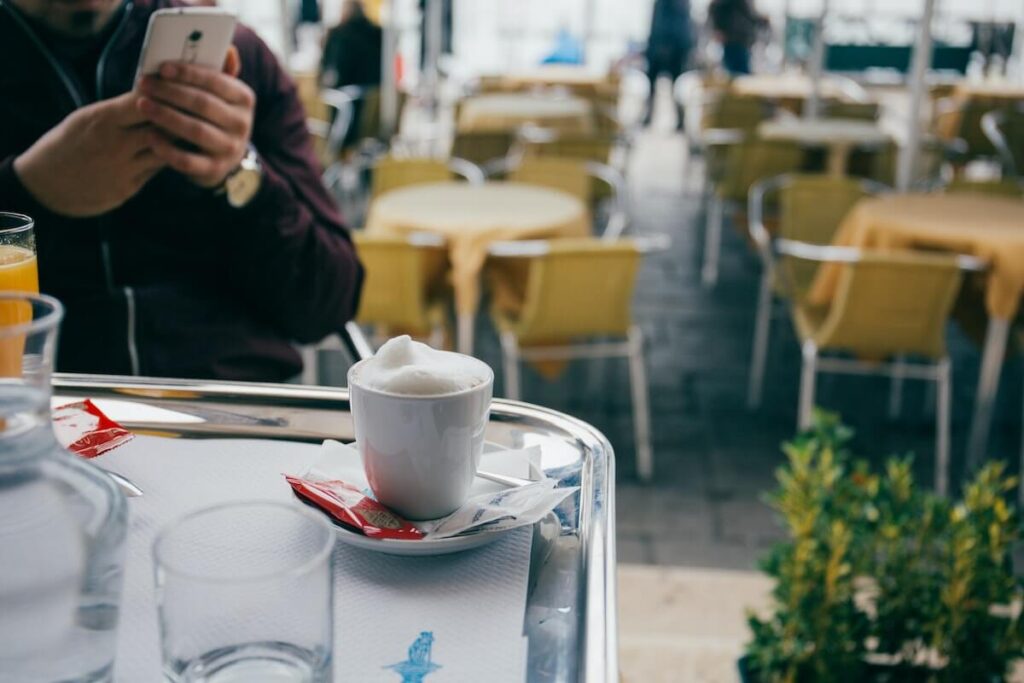 cup of cappuccino at a cafe in Venice