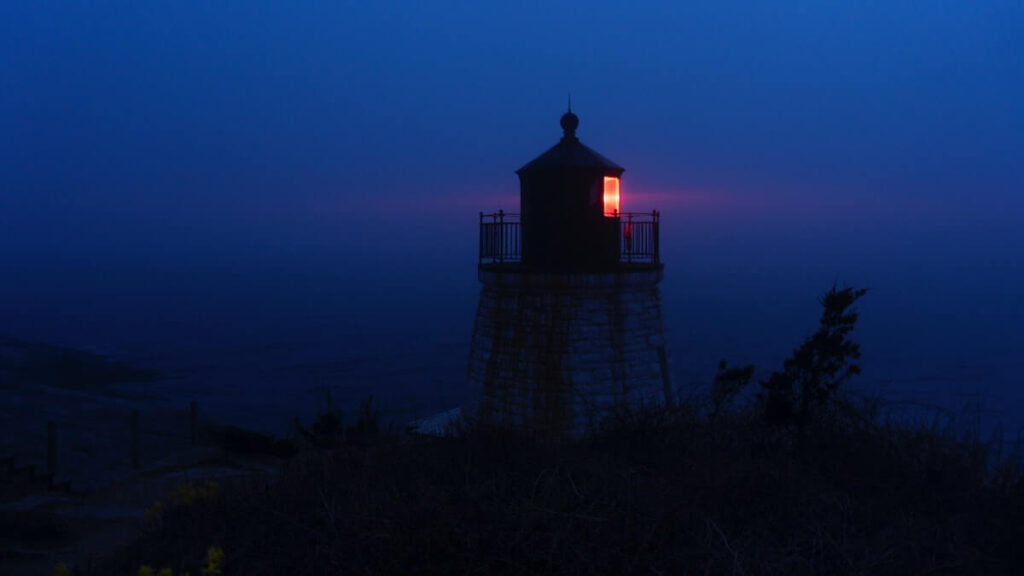 silhouette of Castle Hill Lighthouse in Newport, Rhode Island