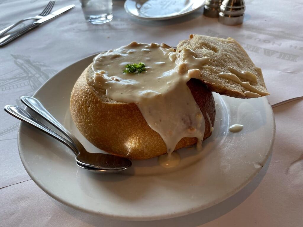 clam chowder on plate
