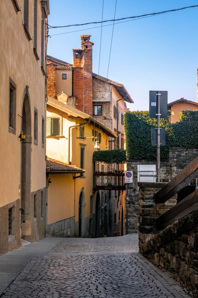 empty street in Citta Alta, Bergamo