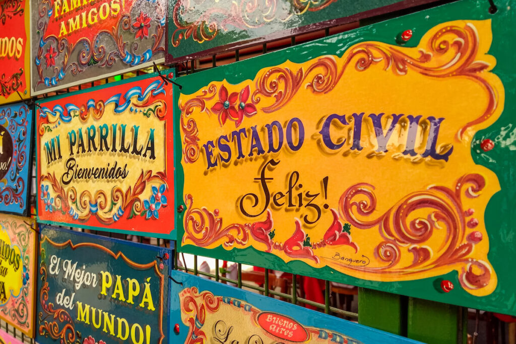 typical souvenirs of the city of buenos aires painted by hand