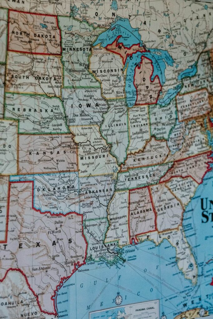 map of flyover states in the US