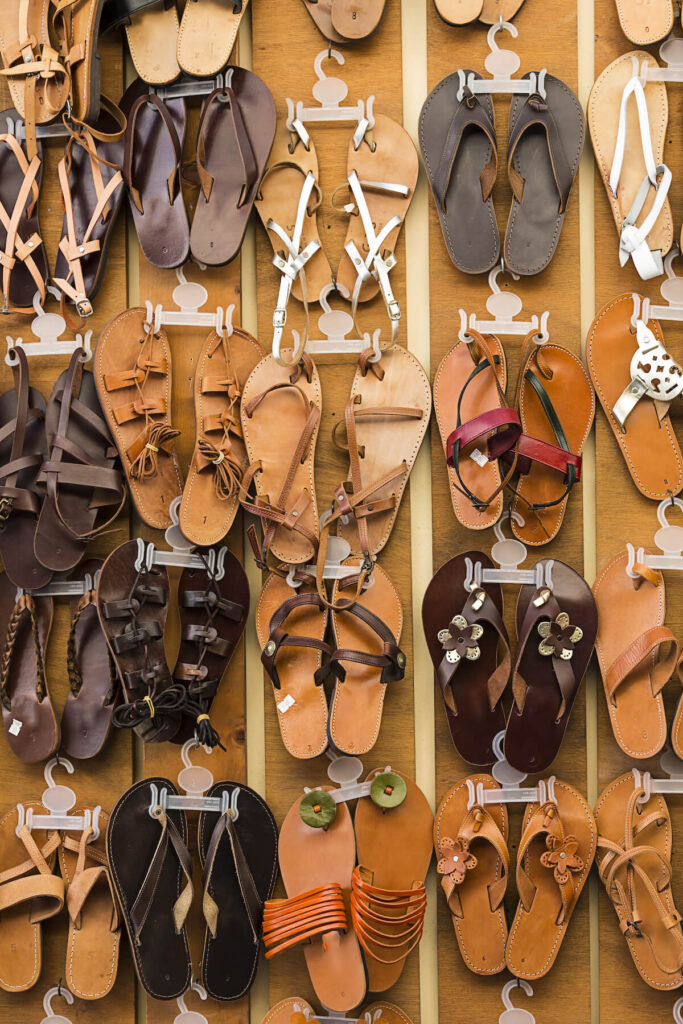 display of leather sandals