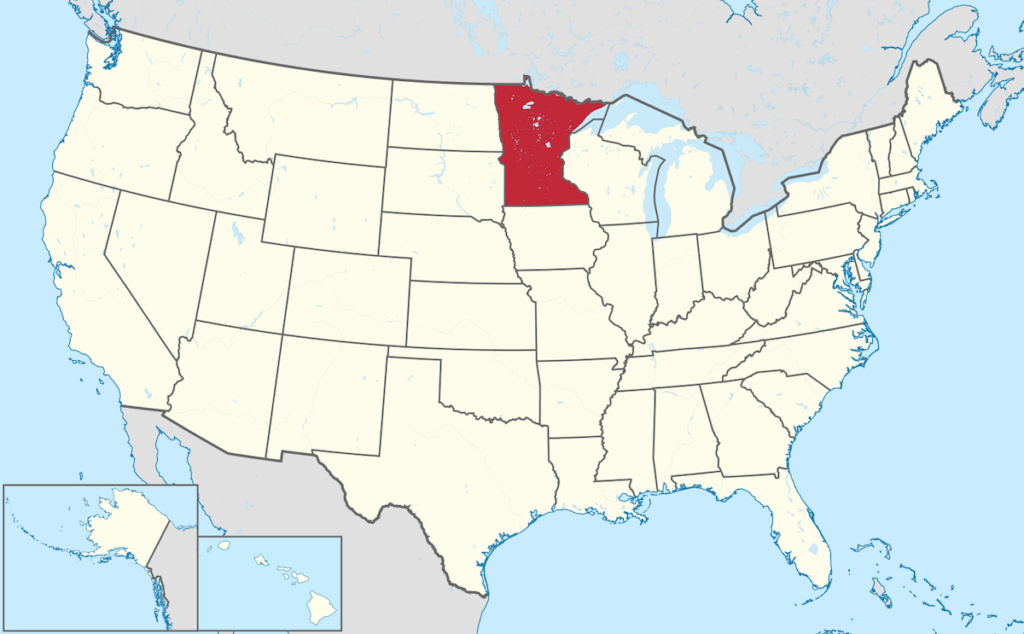Location of state of Minnesota in United States