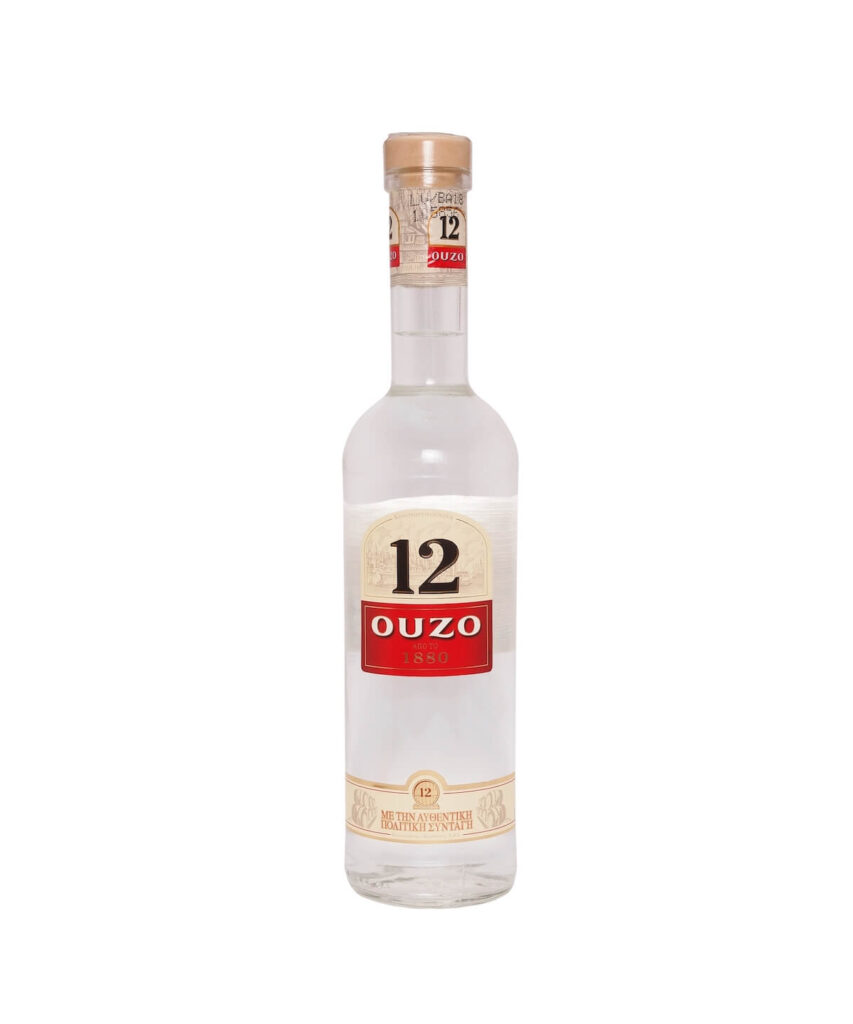 Bottle of Ouzo drink, a traditional alcoholic drink in Greece