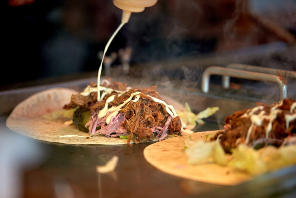 smoking hot tortilla wraps on tray