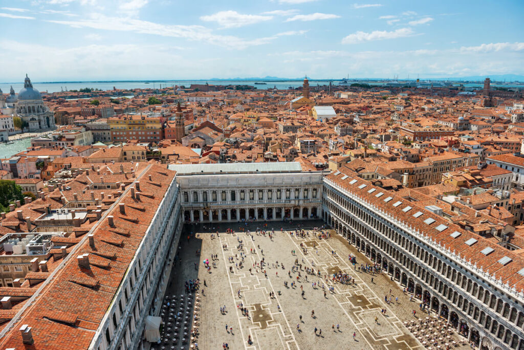 Top view of famous San Marco square in Venice, Italy