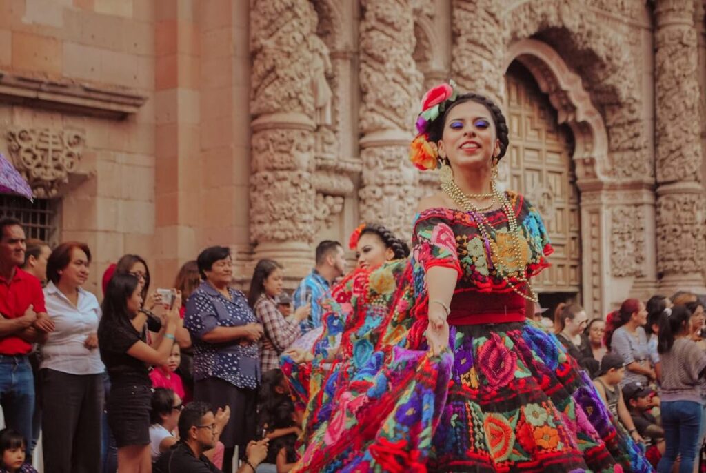 woman wearing colorful dance costume in Zacatecas