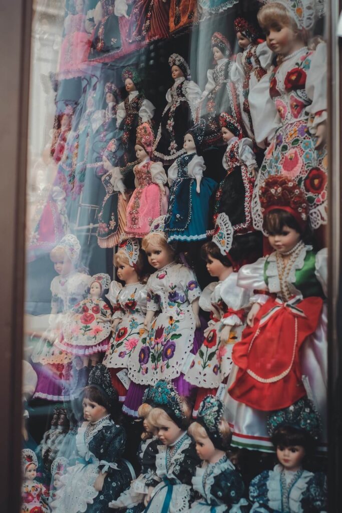 display of traditionally dressed dolls