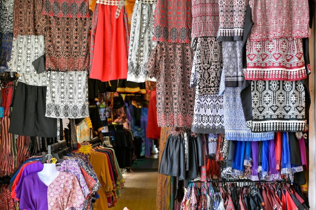Malaysian shop selling colorful clothes