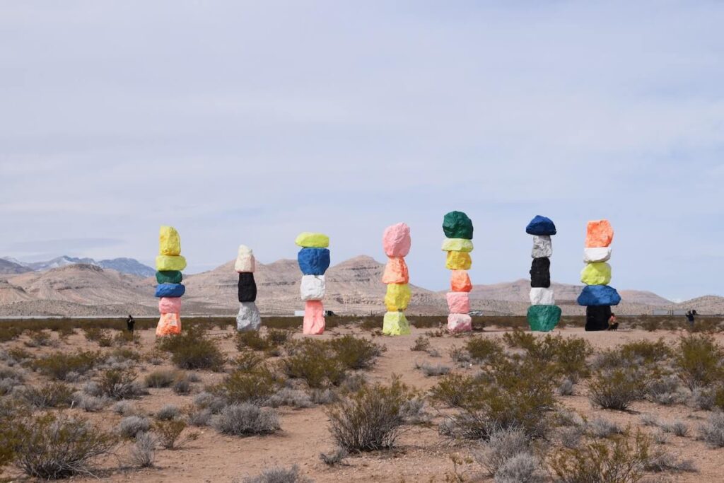 colorful rock installation known as Seven Magic Mountains