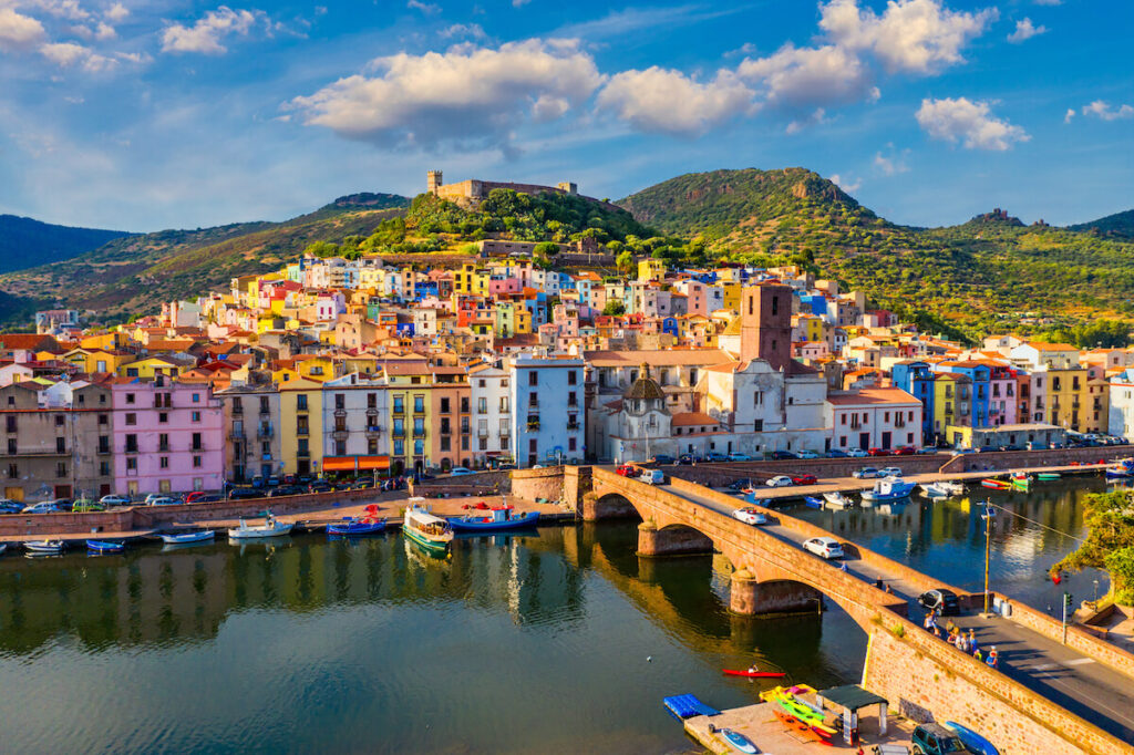 colorful houses on bosa waterfront