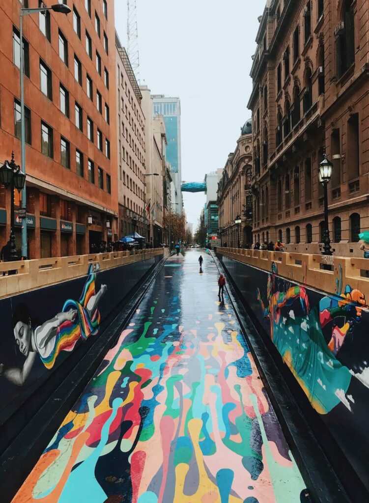 colorful graffiti on santiago street