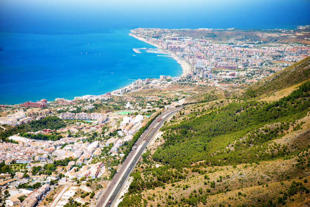 Aerial Panoramic View of Costa del Sol, Benalmadena, Malaga, Spain