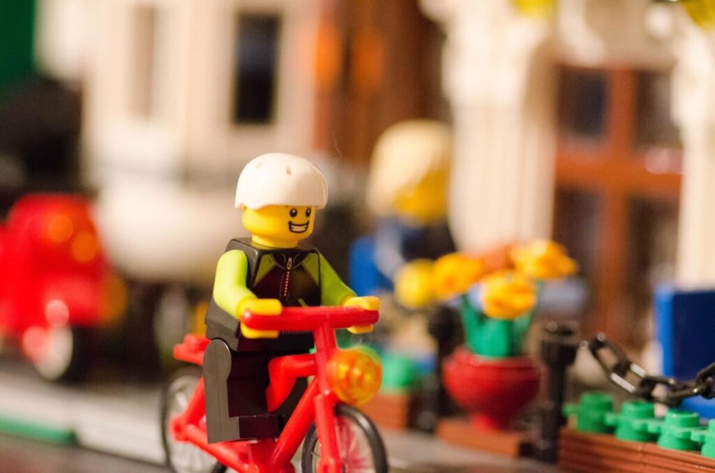 LEGO riding a bike