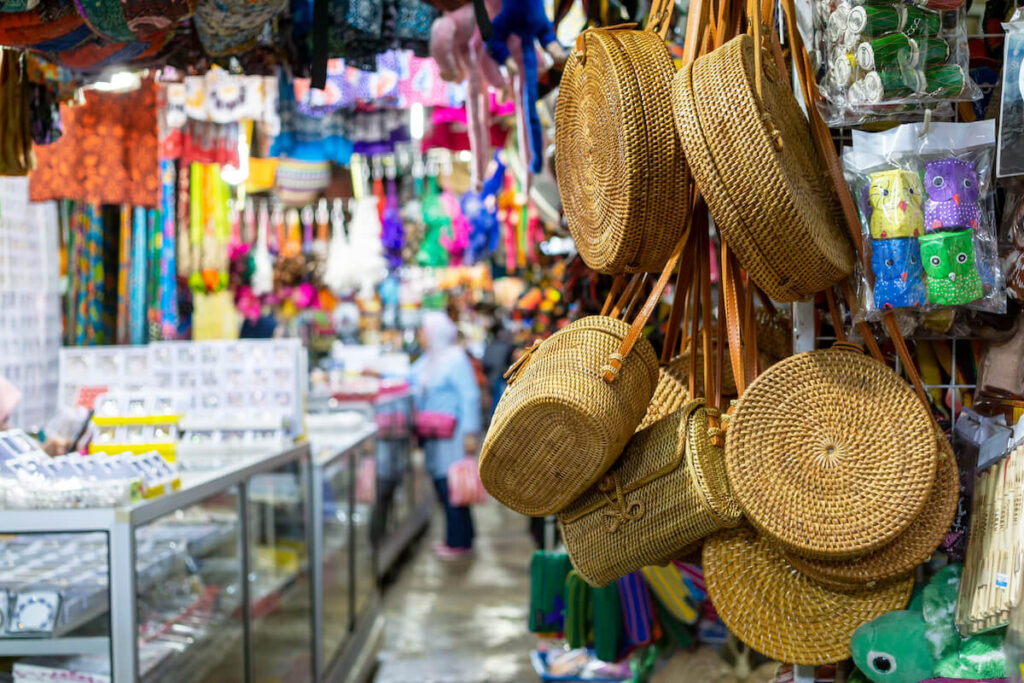 Souvenir display in Filipino market souvenir market in Sabah Borneo, Kota Kinabalu, Malaysia