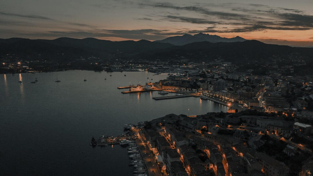 portoferraio from above blue hour