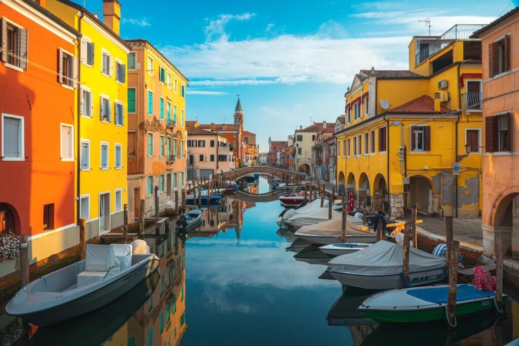 colorful and quiet canal in chioggia