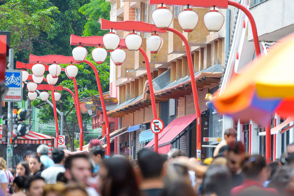 crowded streets in sao paulo japantown
