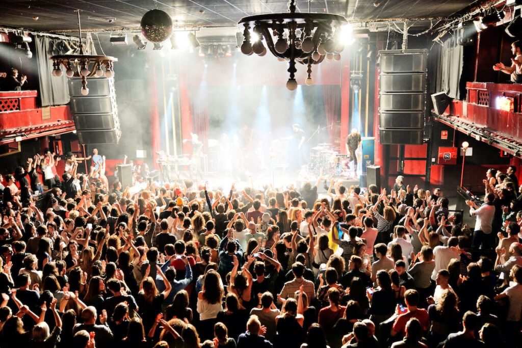 Crowd at the Fuel Fandango (electronic, funk, fusion and flamenco band) concert at Apolo in Barcelona