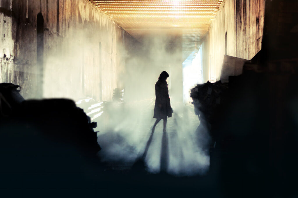 Mystery Woman In Mist Silhouette