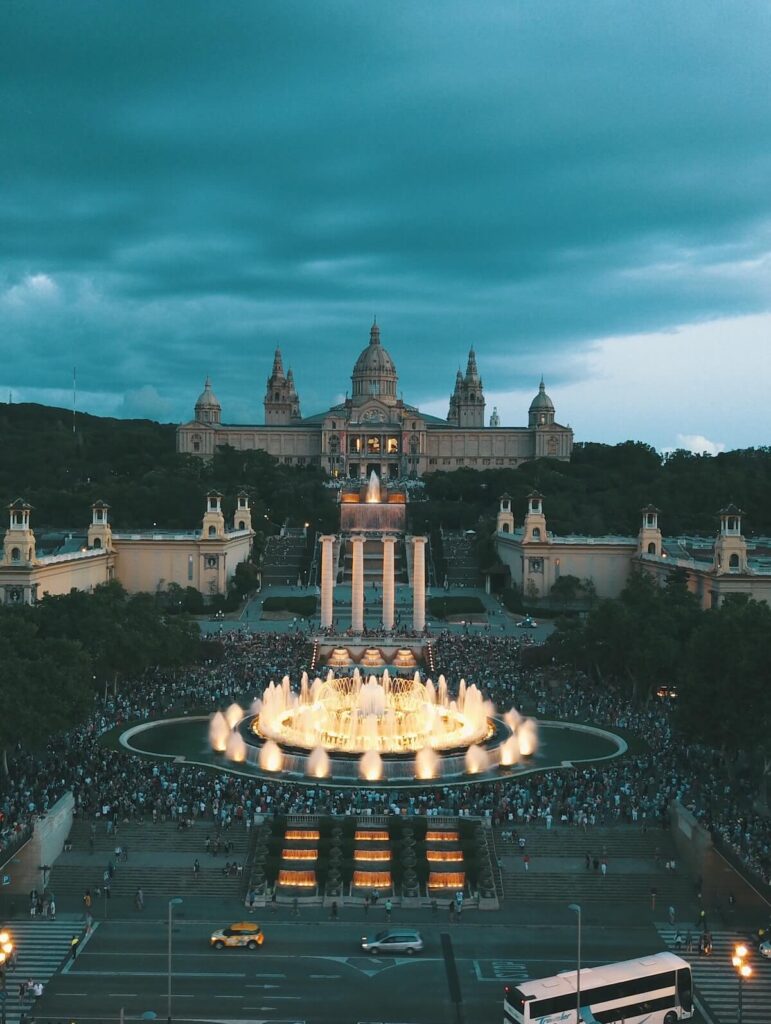 Parc de Montjuic panorama at night