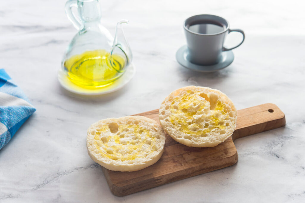 Mollete and oil, a typical Andalusian breakfast