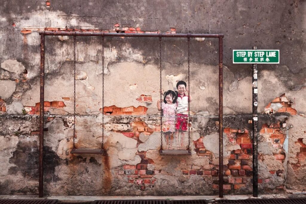 a popular mural in George Town, Penang