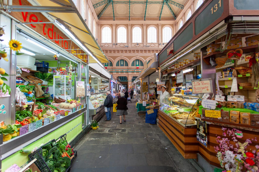 inside of Mercato delle Vettovaglie, also called Central Market or Covered Market, built in the 19th century along the Fosso Reale of Livorno.