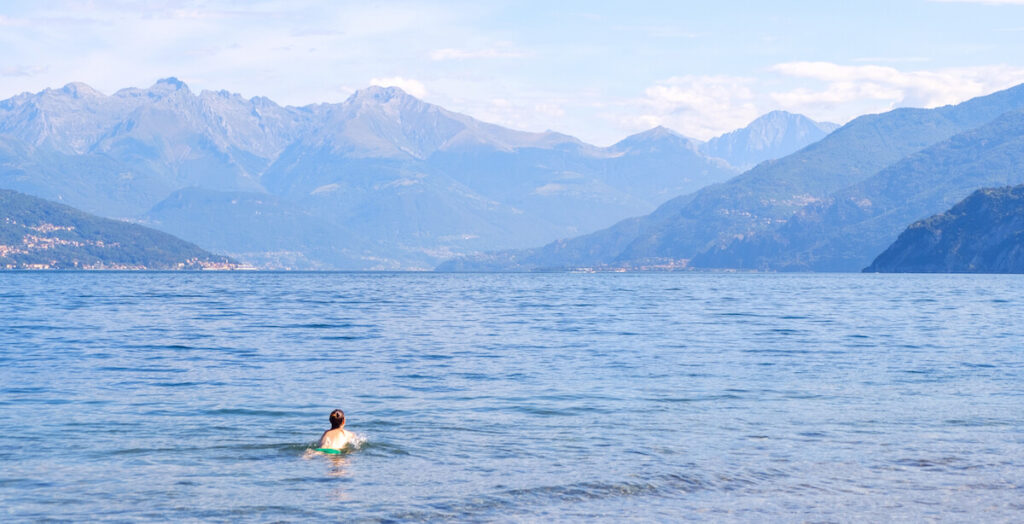 Man swimming in Lake Como