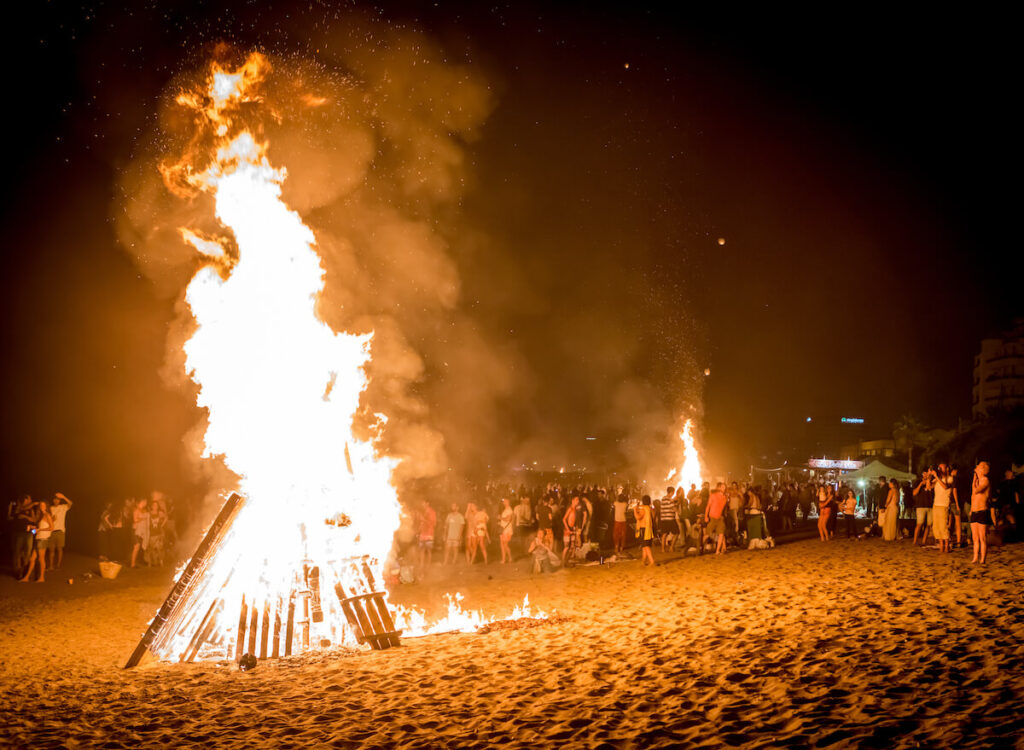Celebrating San Juan Night on the beach in Marbella, Costa del Sol, Spain