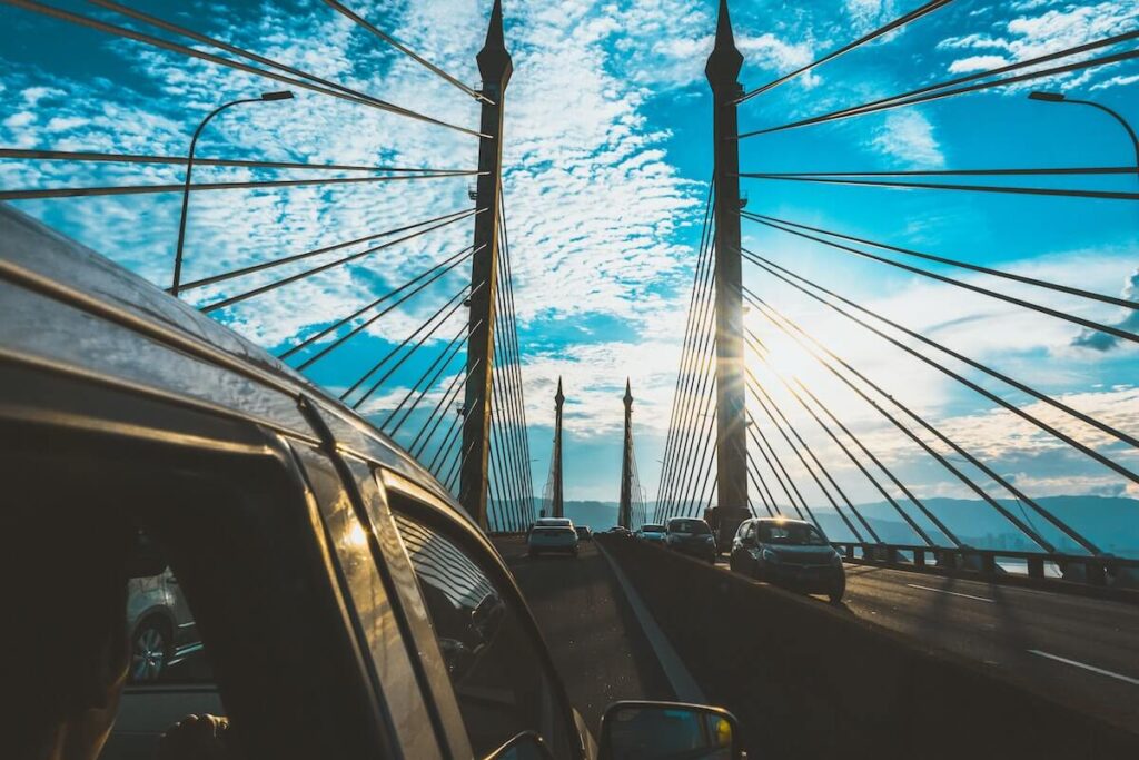 Penang bridge on a sunny morning