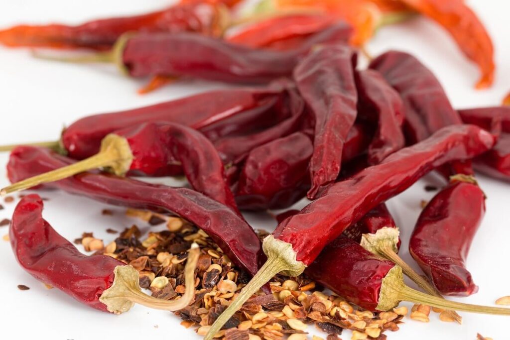 dried chilis on a table