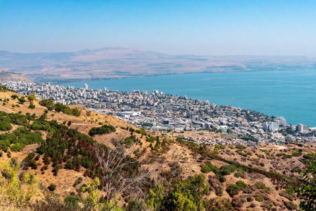 View of the city of Tiberias and The Sea of Galilee in Israel