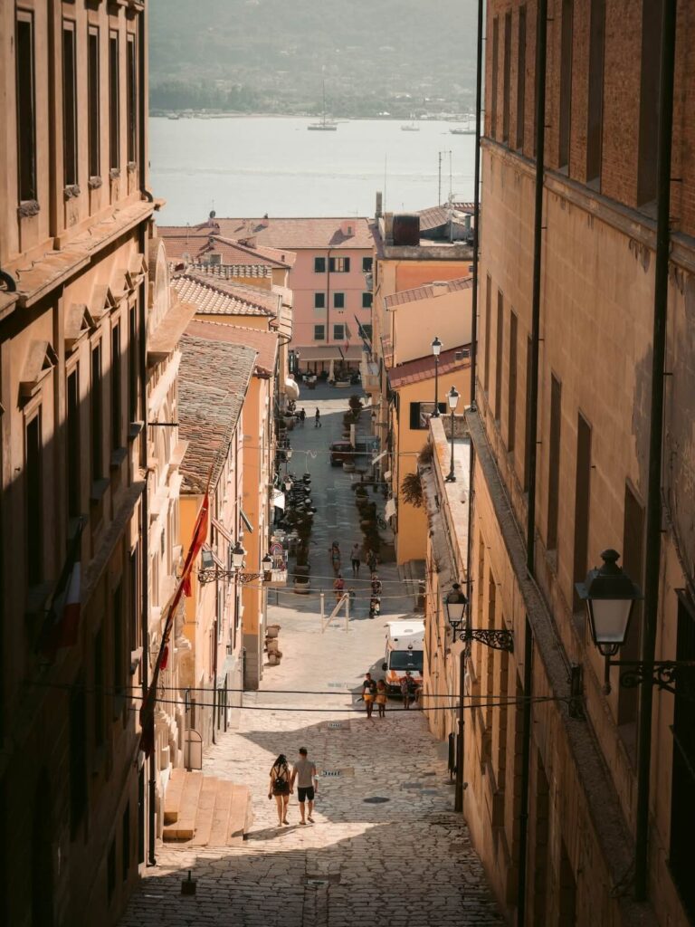 few people walking along street in Livorno