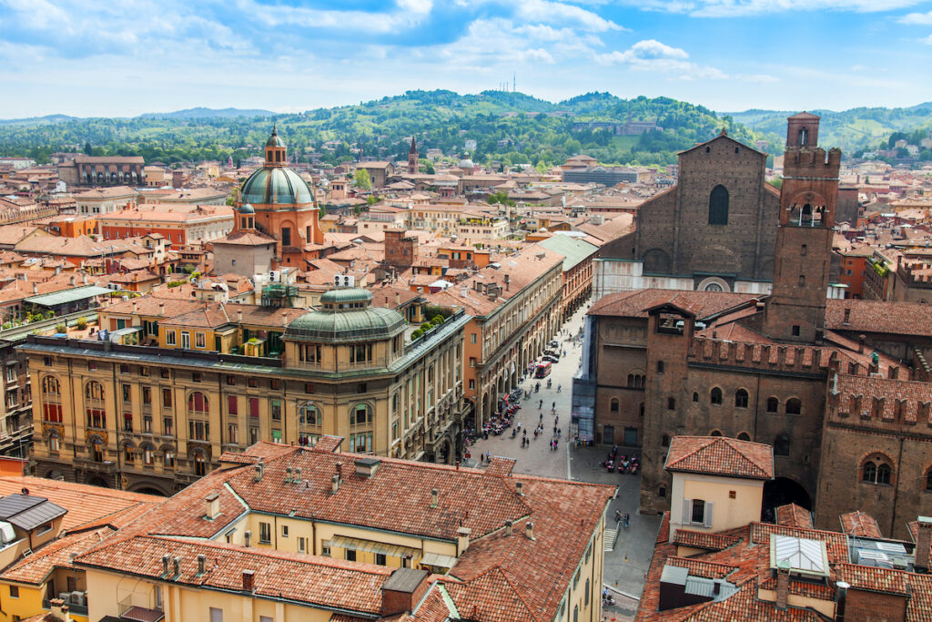 bologna skyline and hilly outskirts