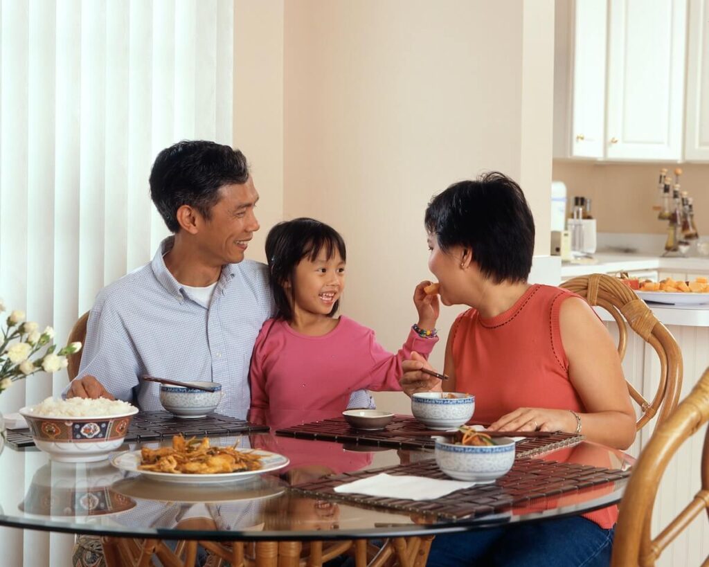 Chinese family at the dining table