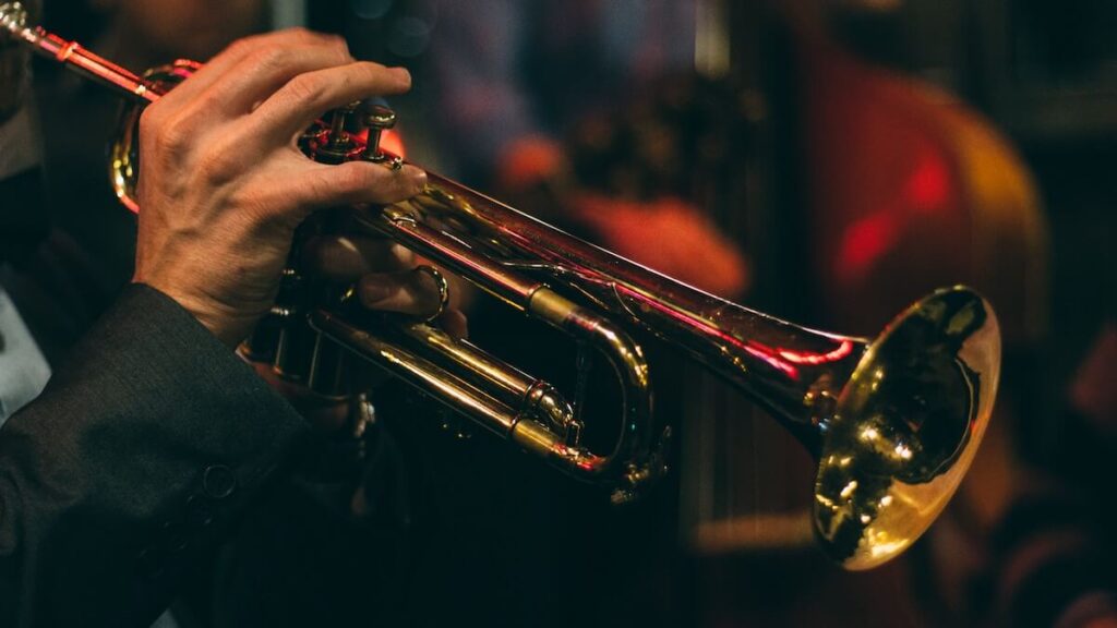 man plays the trumpet