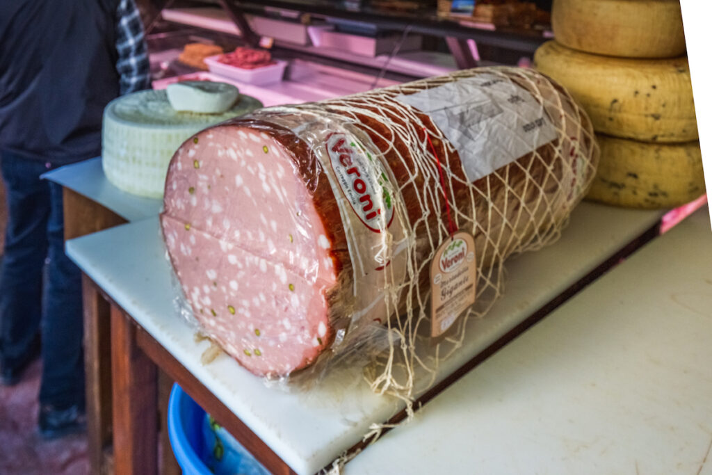 Fresh Italian mortadella, Boiled Bologna Sausage, Cooked ham