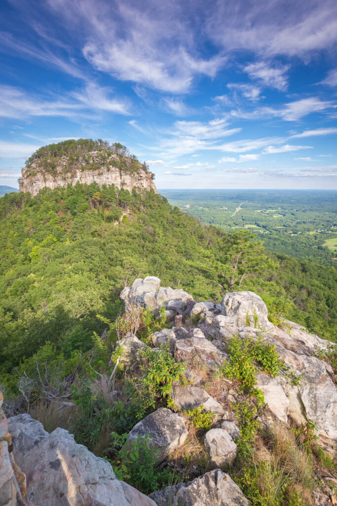 A view of the Big Pinnacle section of Pilot Mountain in North Carolina