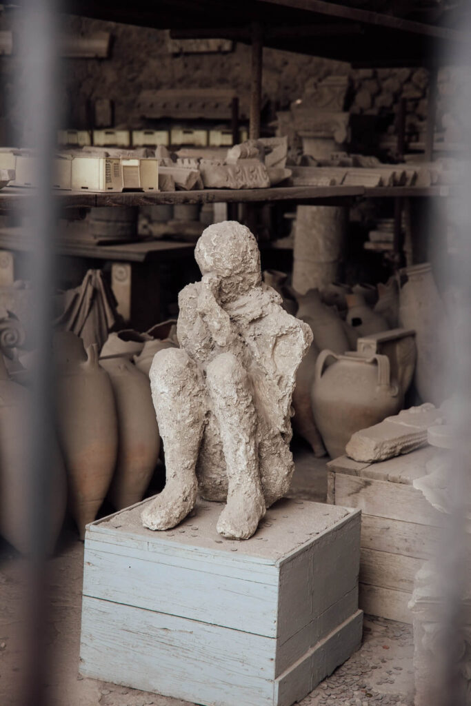 remains of sitting person in pompeii