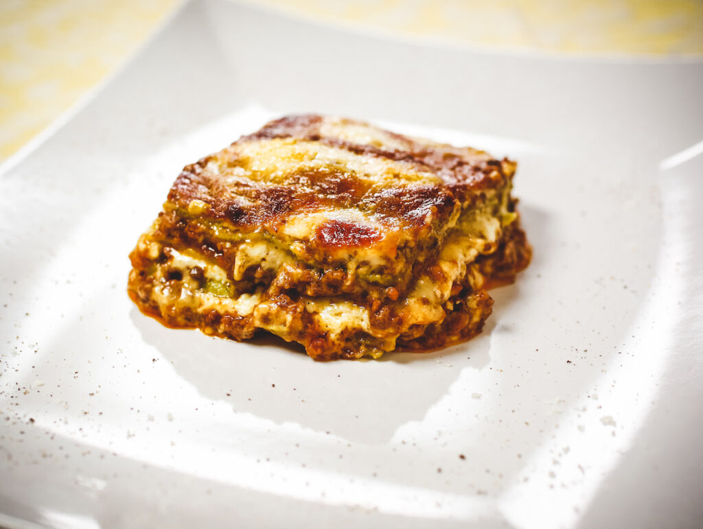 lasagna typical dish with ragu pasta and cheese