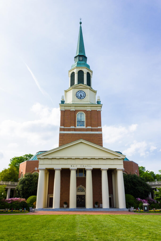 Wait Chapel and Hearn Plaza at Wake Forest University