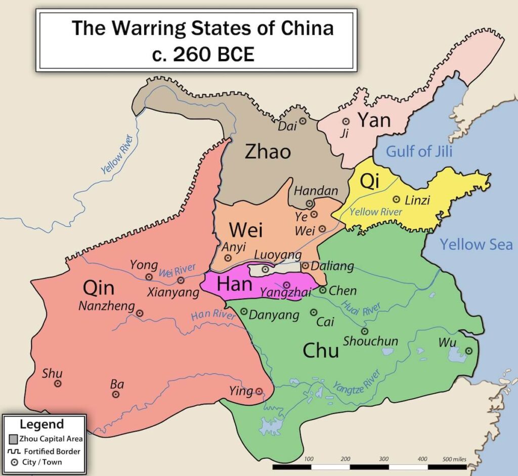 map of warring states of China