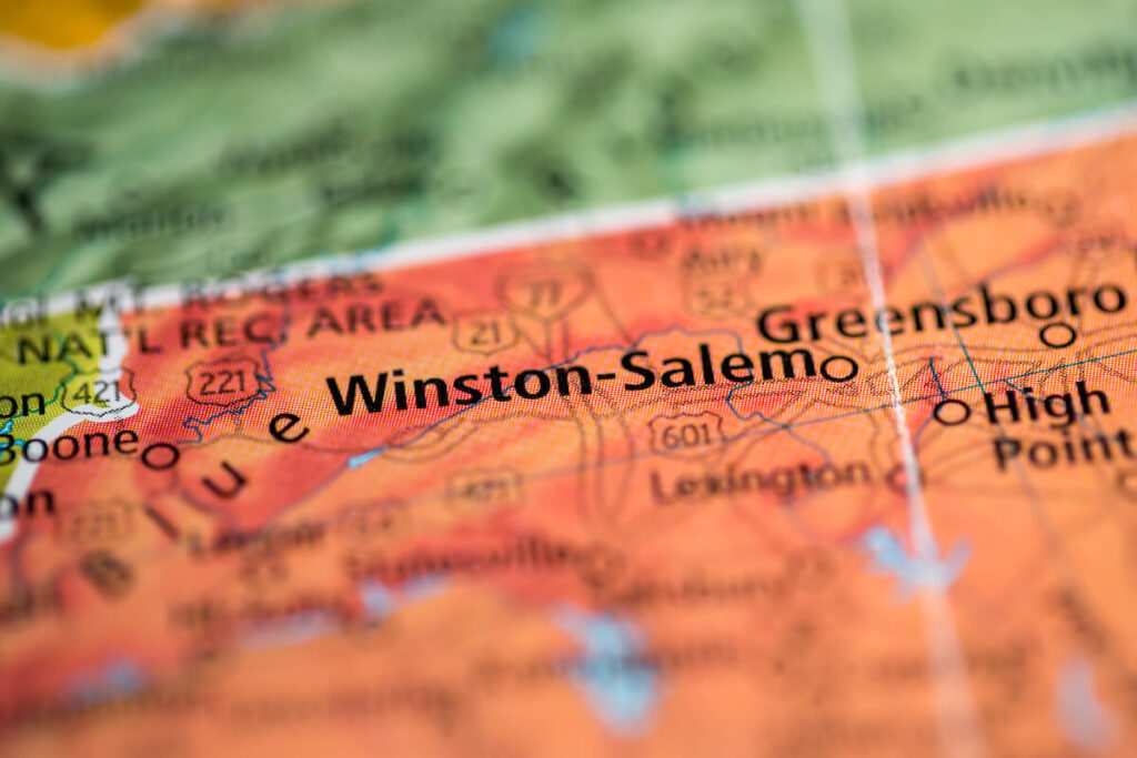 map showing Winston-Salem, North Carolina