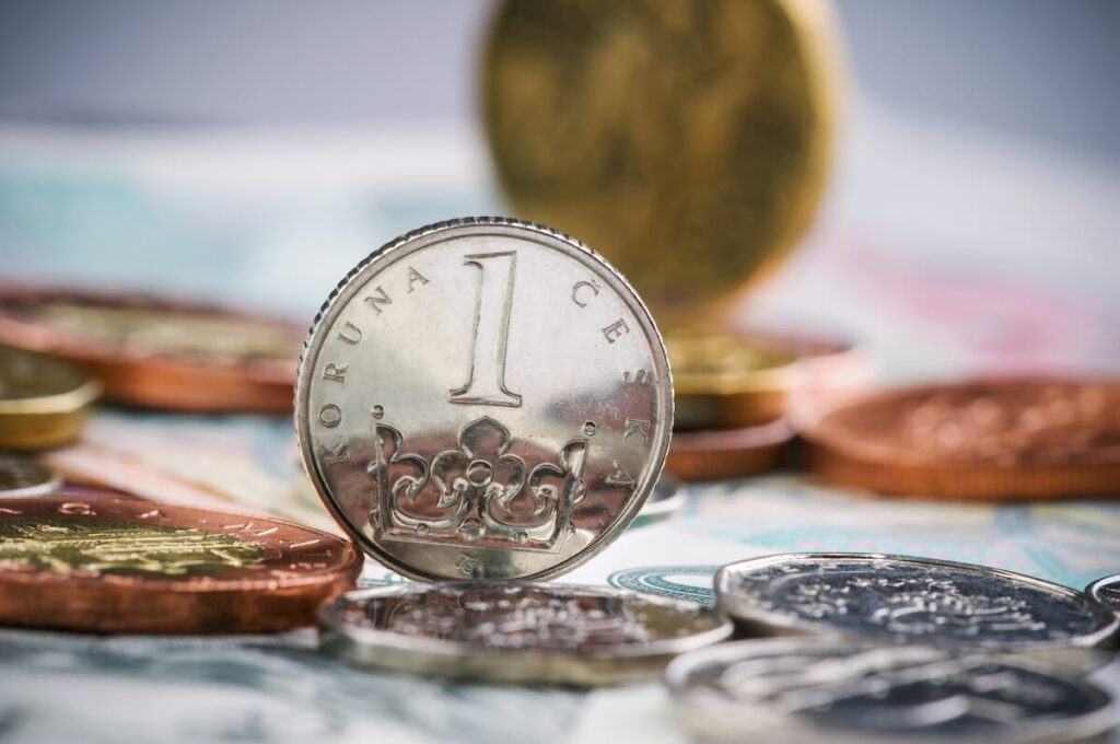 focus on Czech koruna coin